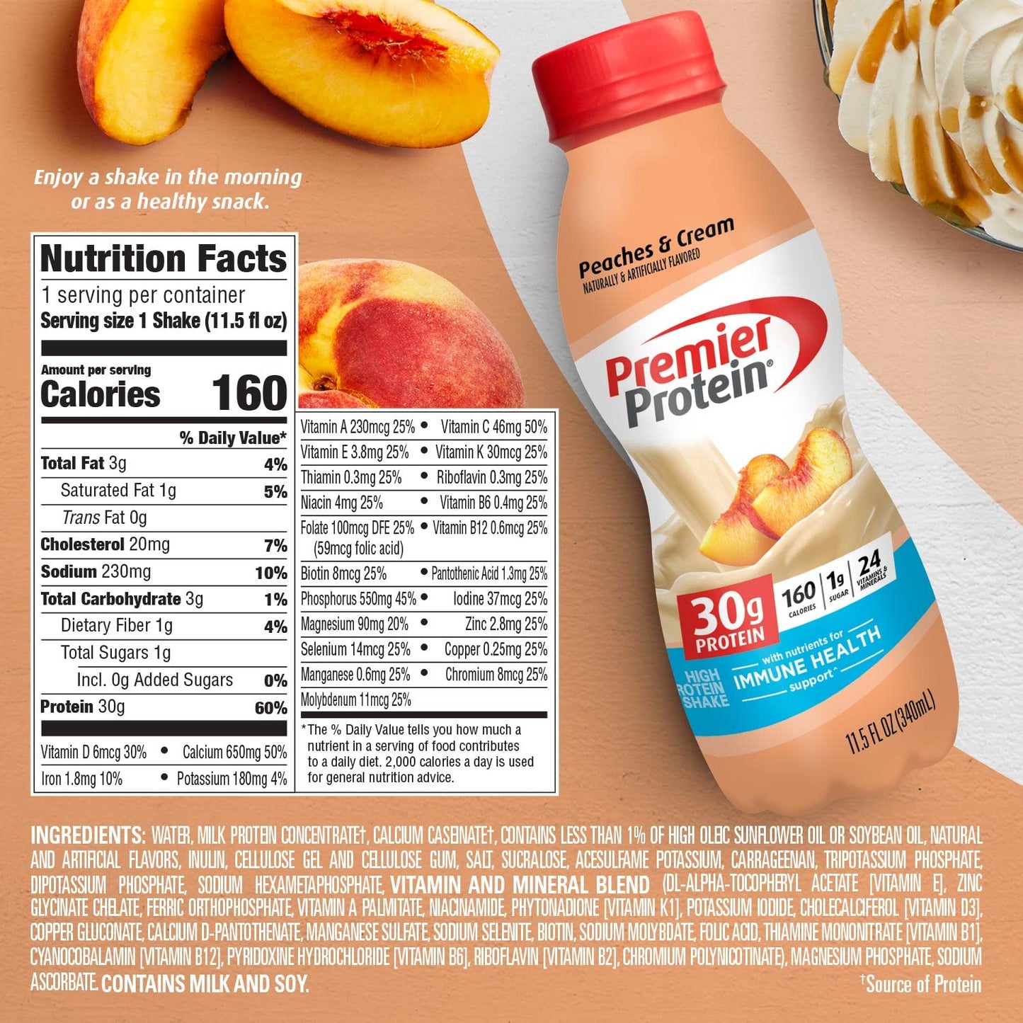 Premier Protein Shake Limited Edition 30g 1g Sugar 24 Vitamins Minerals Nutrients to Support Immune Health, Pumpkin Spice, 11.5 Fl Oz (Pack of 12)