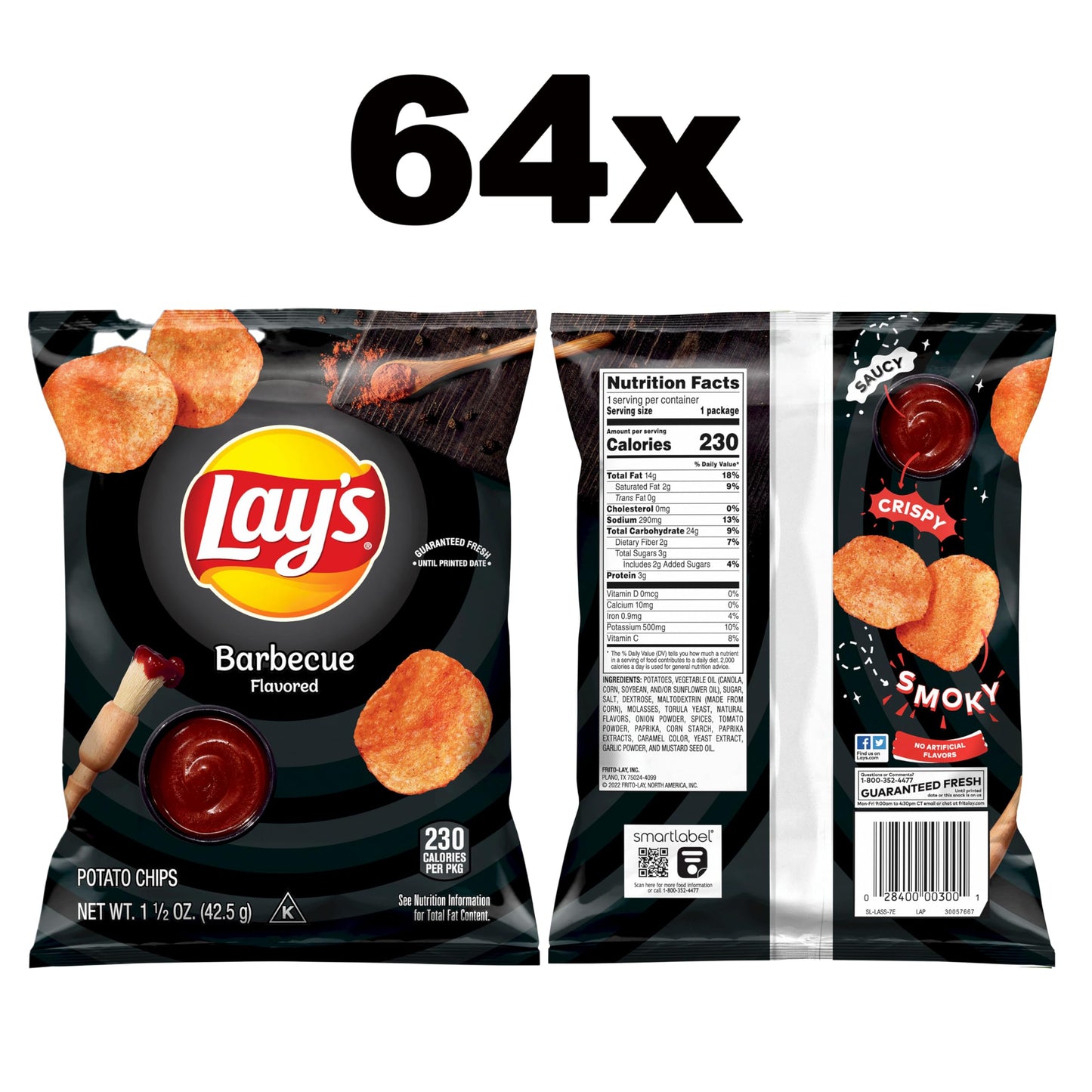 Lay's Barbecue Flavored Potato Chips, 40 Count