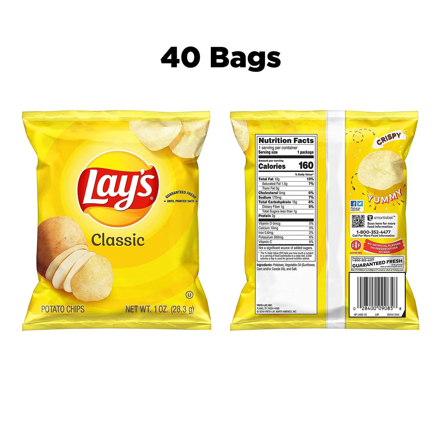 Lay's Barbecue Flavored Potato Chips, 40 Count