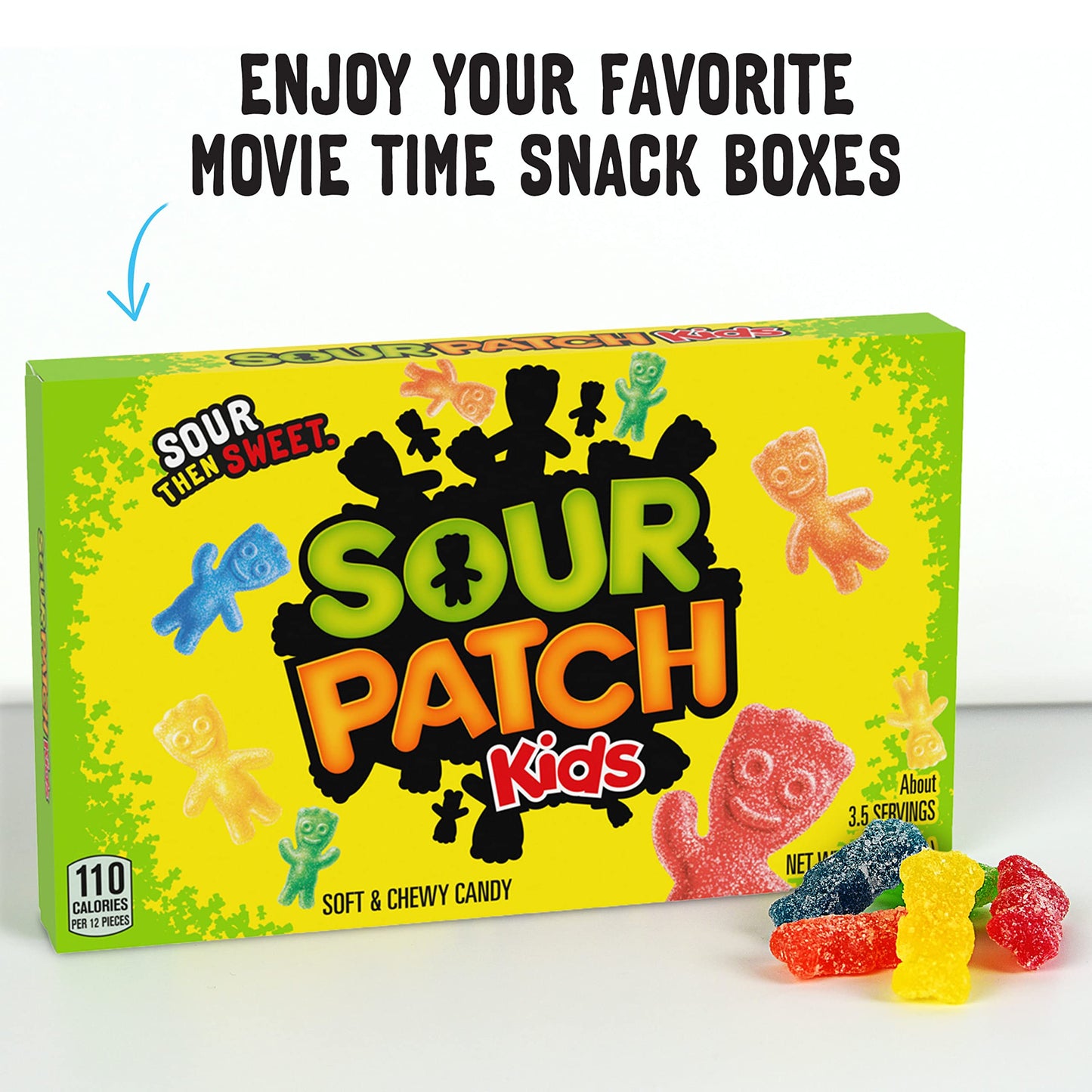 SOUR PATCH KIDS Original Candy, SOUR PATCH KIDS Watermelon Candy & SWEDISH FISH Candy Variety Pack, Halloween Candy, 15 Movie Theater Candy Boxes