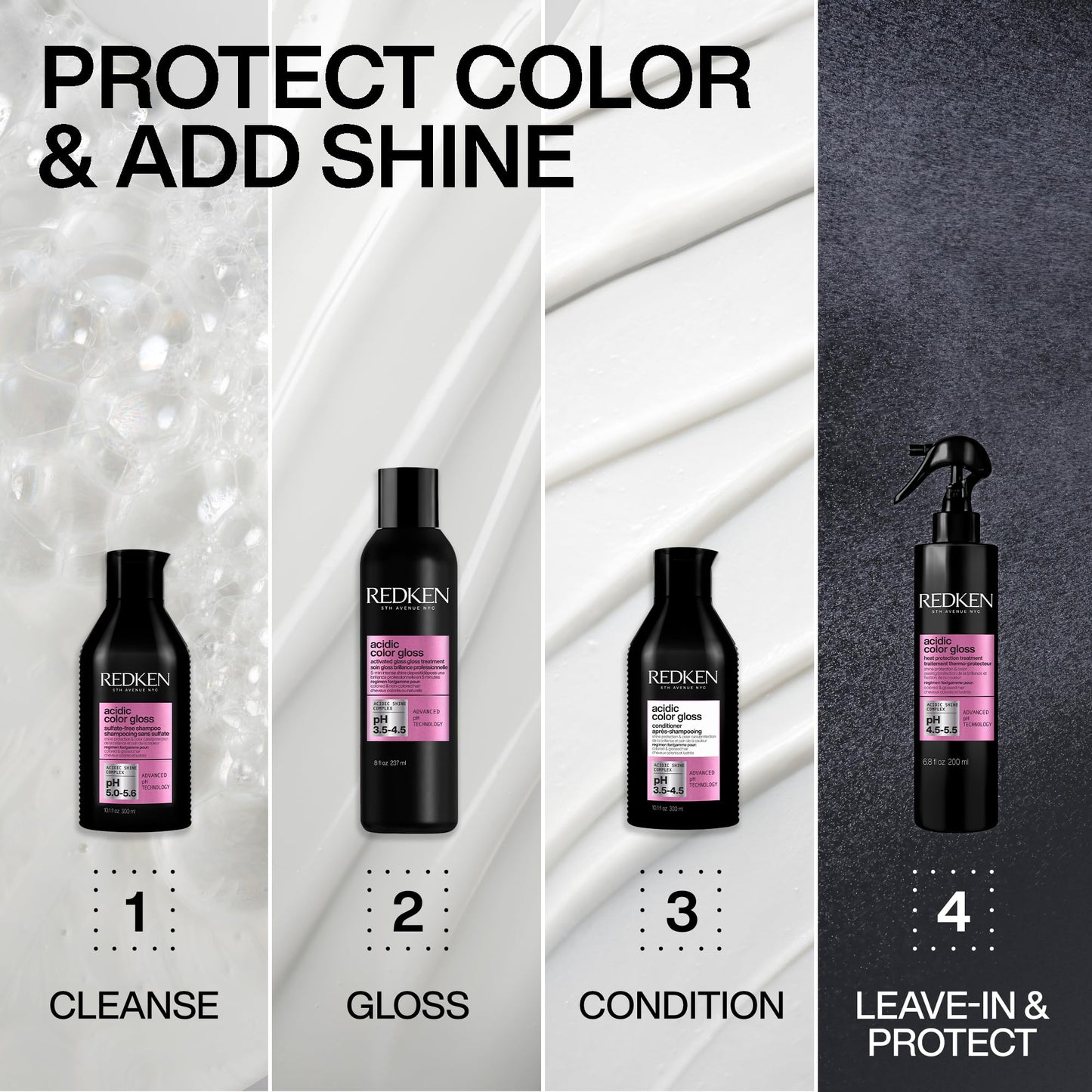 Redken Acidic Color Gloss Heat Protection Leave-In Treatment Spray For Color-Treated Hair | With Heat Protection Up To 450 Degrees | Conditions and Adds Shine