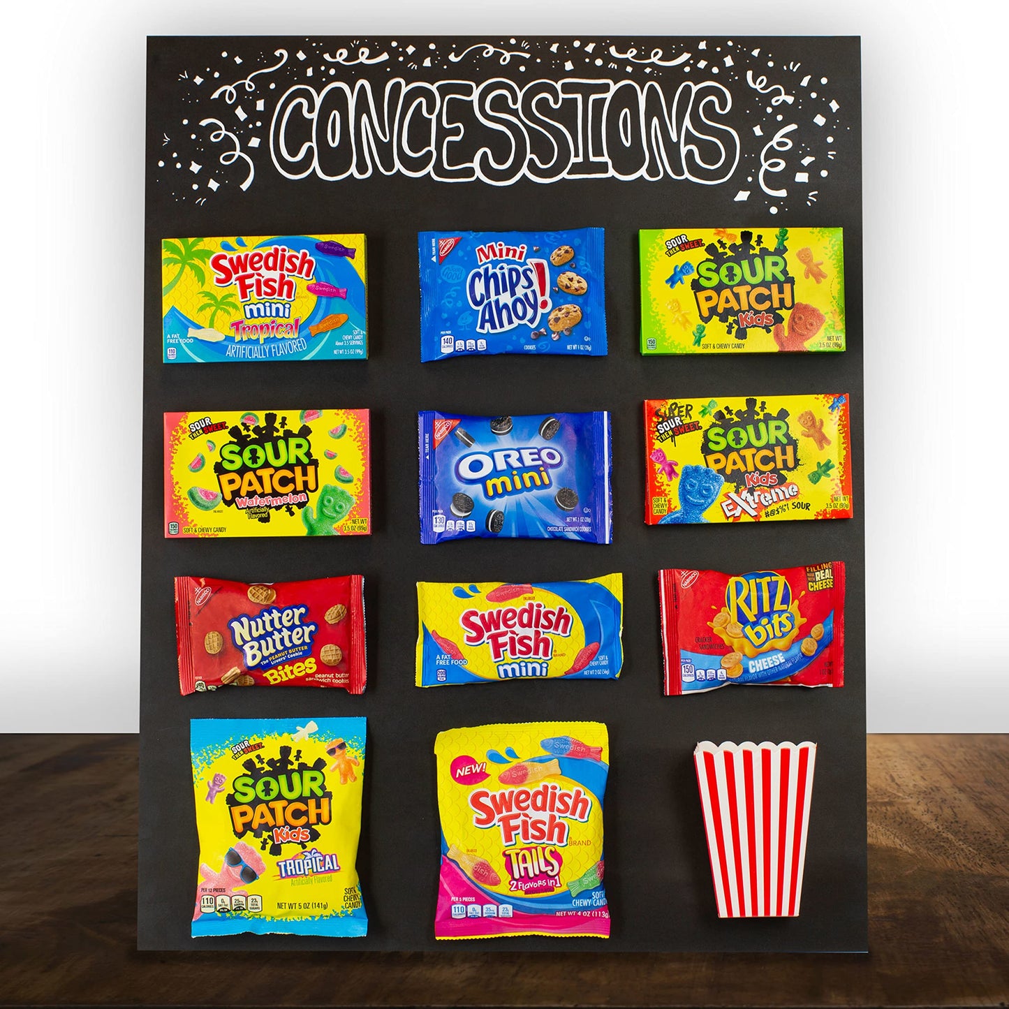 SOUR PATCH KIDS Original Candy, SOUR PATCH KIDS Watermelon Candy & SWEDISH FISH Candy Variety Pack, Halloween Candy, 15 Movie Theater Candy Boxes